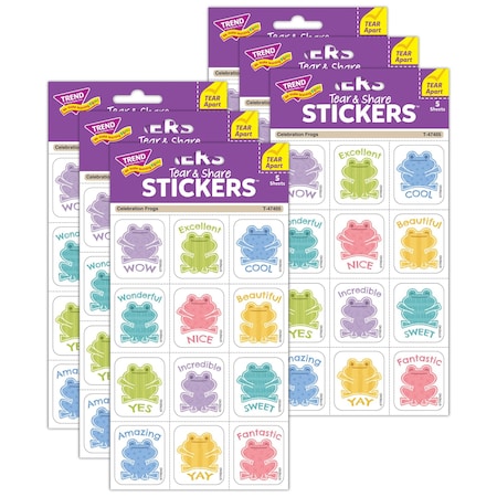 Trend Celebration Frogs Tear & Share Stickers, 360PK T47405